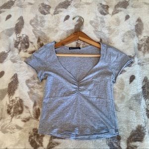 Light grey short sleeve gina top with cinched bust